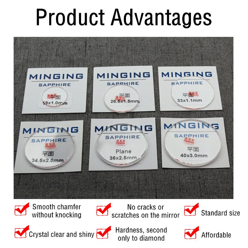 2.0mm di spessore vetro zaffiro sostituzione vetro di alta qualità 28mm ~ 38.5mm strumento orologio zaffiro accessori vetro sostituire riparazione