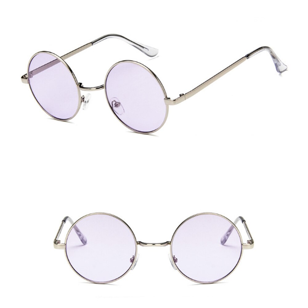 Gafas de sol redondas Vintage para mujer, lentes de Color del océano con espejo, de , marco de Metal, circulares,: Púrpura