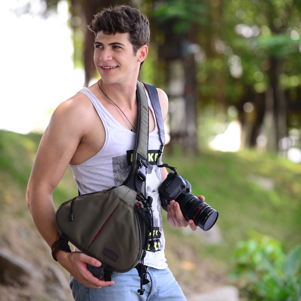 K1 Mode Digitale Camera Tas Diagonaal Schouder Camera Tas Slr Camera Tas Fotografie Camera Rugzak Legergroen Taille Packs