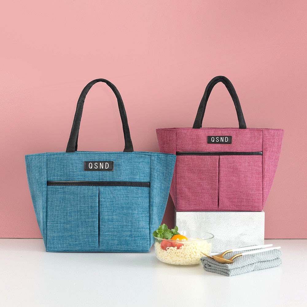 Waterproof Lunch Box Bag Portable Insulated Canvas Tote Thermal Food Picnic Women Kid Cooler Bag