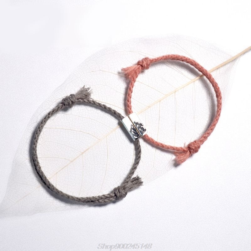 2 uds hecho a mano las montañas ríos tallada amistad pulsera de soga trenzado pulsera de amor para parejas Kit amante de la joyería Au19 20