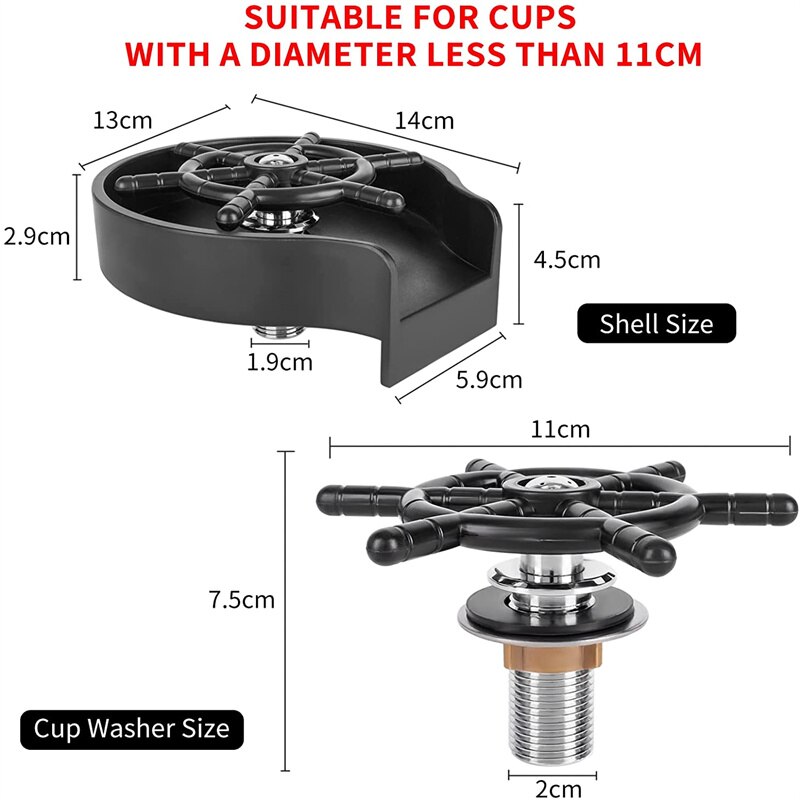 High Pressure Automatic Glass Cup Washer Bar Cup Cleaner Rinse Machine for Bar Kitchen Beer Milk Tea Sink Cleaning Accessories