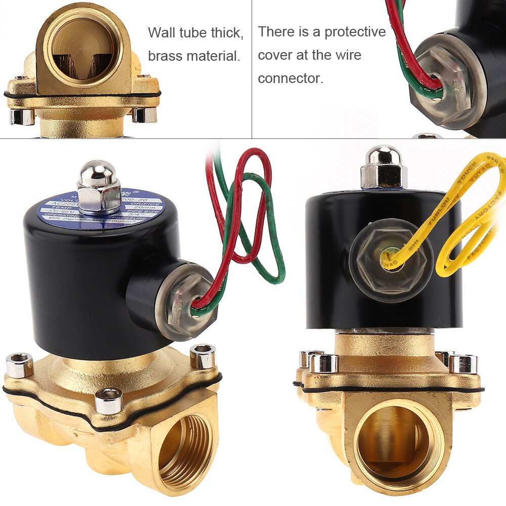 3/4" AC 110V / 220V Electric Solenoid Valve Pneumatic Valve Brass Body for Water / Oil /Gas