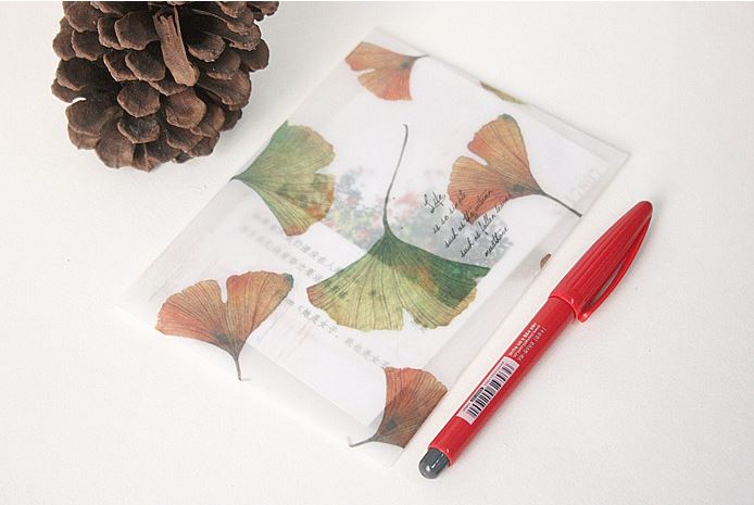 Sobres translúcidos de papel pergamino hojas de otoño