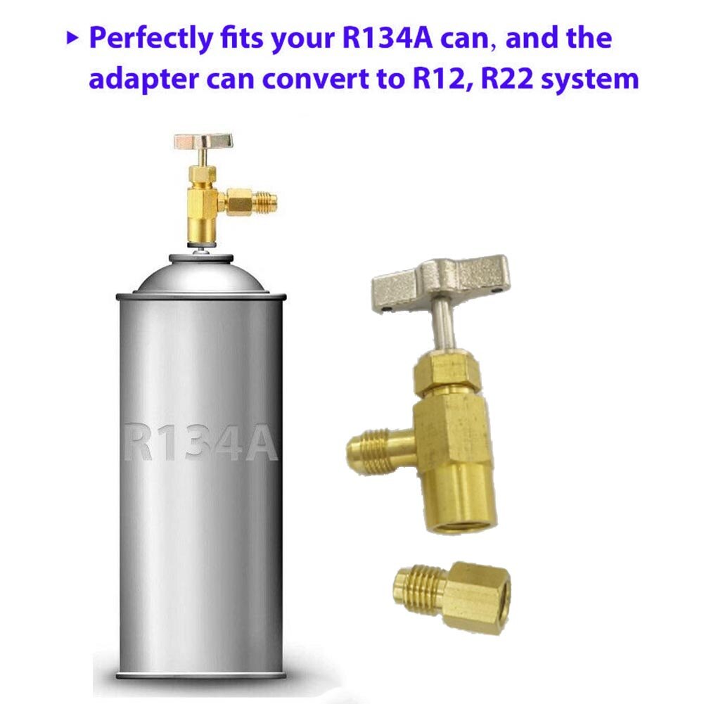 R134a Refrigerant Can Bottle Tap Tapper Opener Connector 1/4" SAE M16 Valve For All R-134a Cans With 1/2 ACME Threads