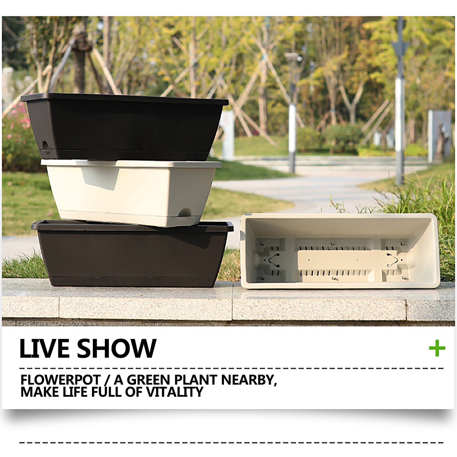 Vegetable Planting Pot Plastic Flower Pot Balcony Vegetable Planting Trough Rectangle Flowerpot Vegetable Garden Planting