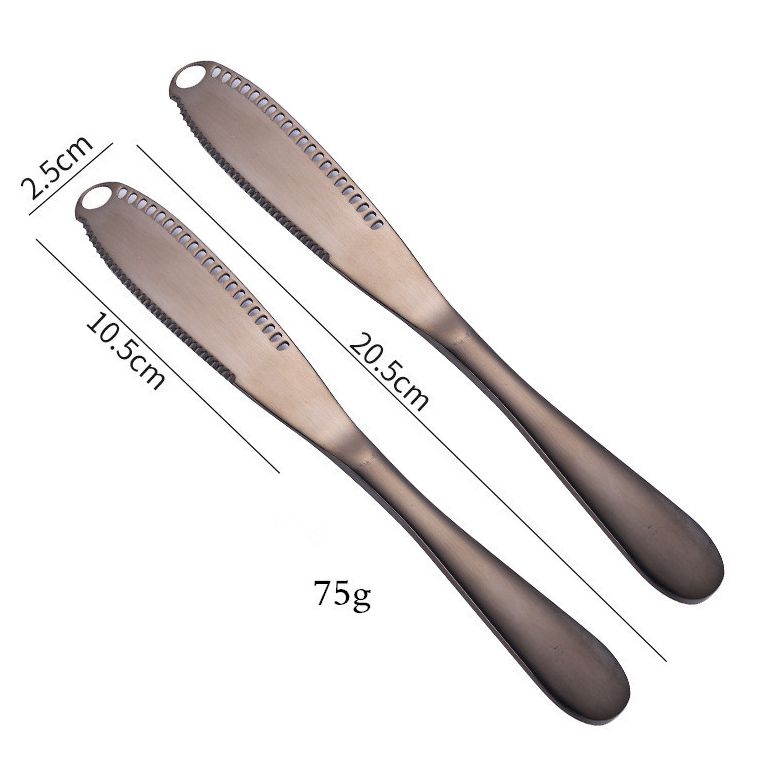 Couteau à beurre en acier inoxydable 3 en 1, bigoudi, Gadgets de cuisine, ensemble de 2 en or: Black