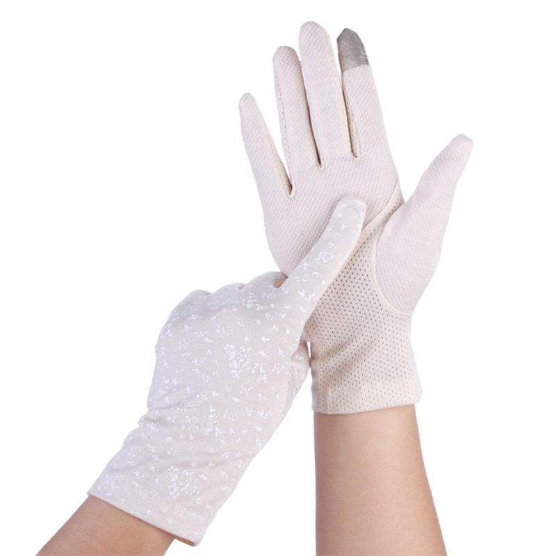 Verão feminino floral touchscreen luvas de malha antiderrapante protetor solar luvas de condução luvas de verão: BG