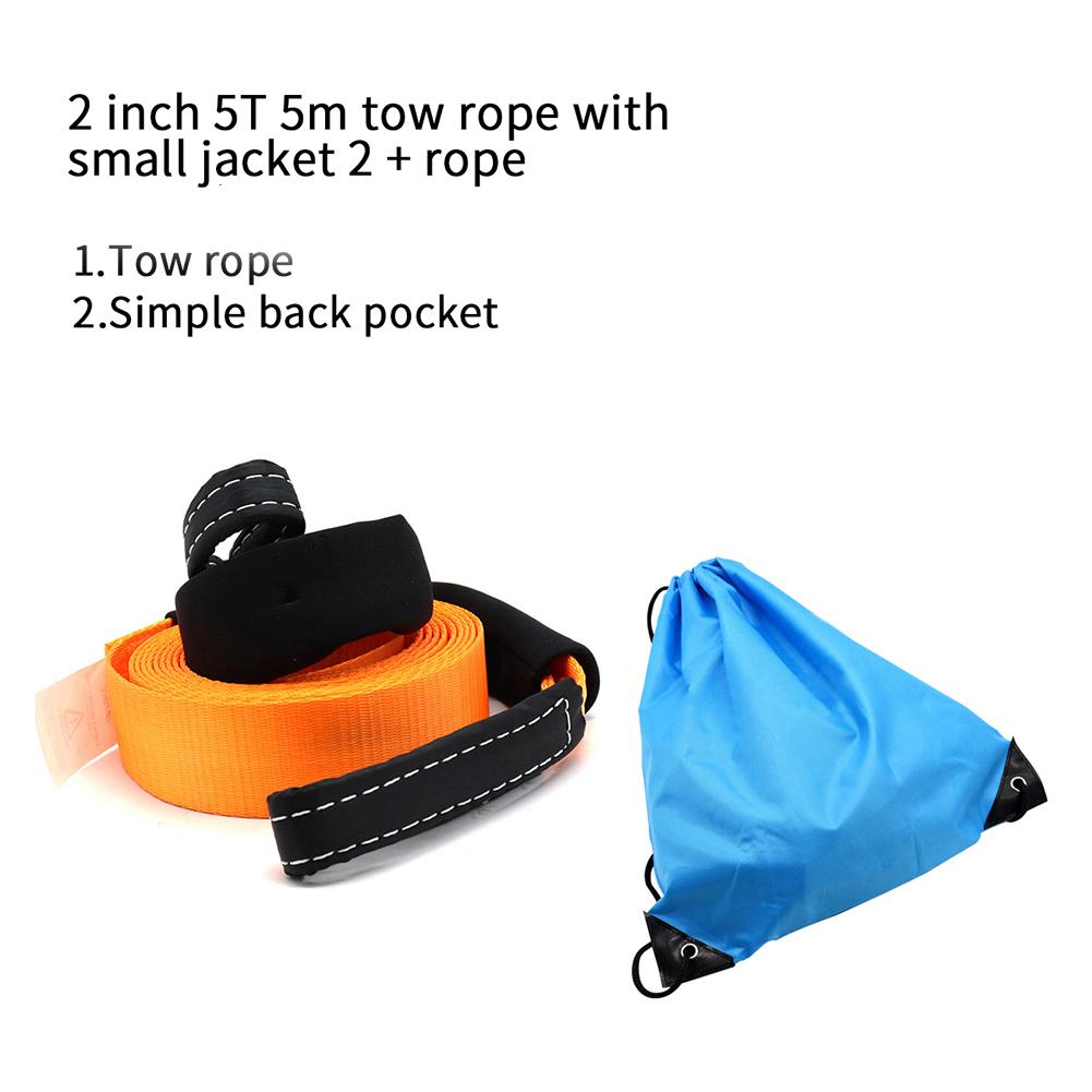16ftx2in 5 Tons Heavy Duty Car Road Recovery Tow Strap Towing Rope Orange