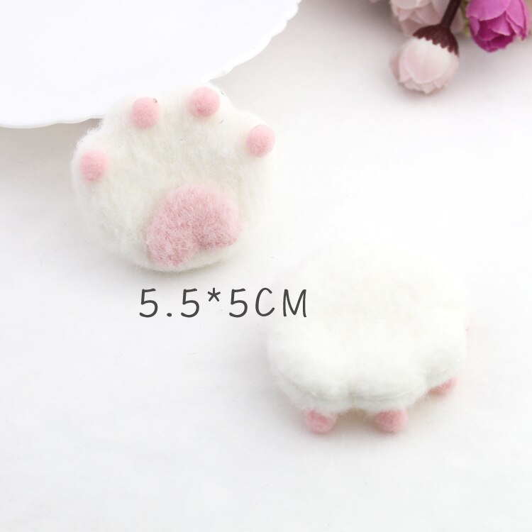 10 stuks/partij pluchen kattenpootprint gewatteerde patches voor kindersokken, tassen, handschoenen en accessoires