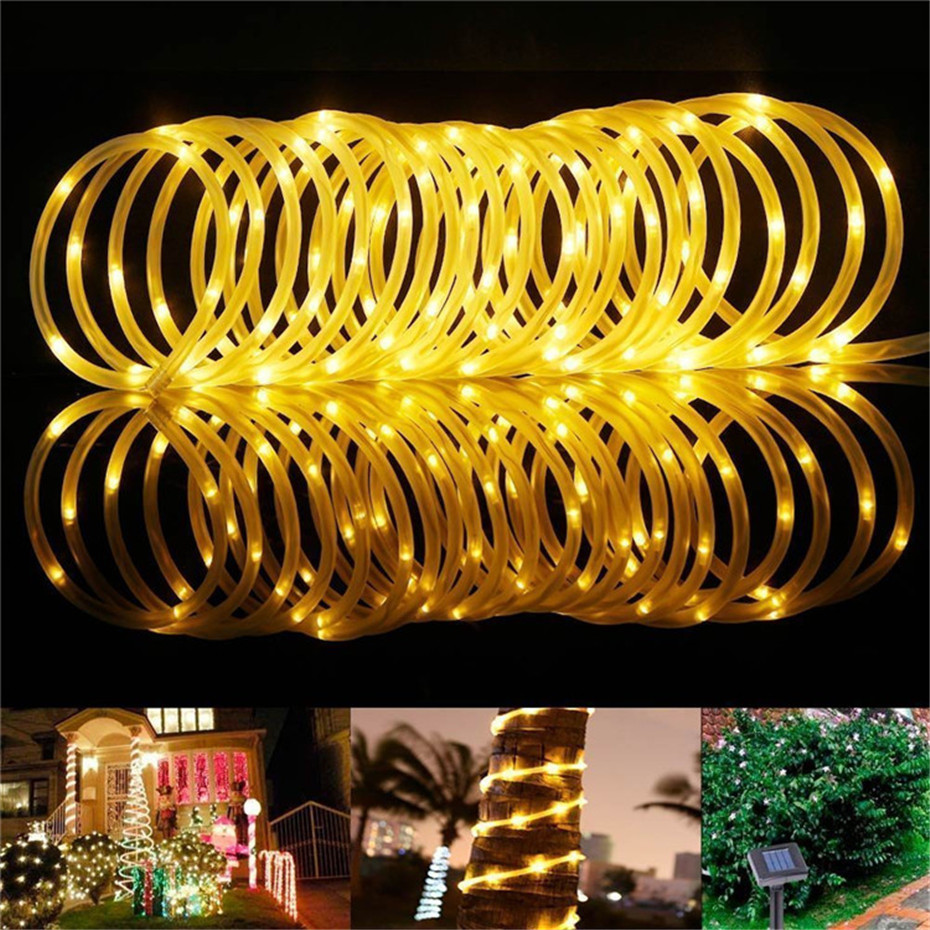 10 M LED Op Zonne-energie String Fairy Licht koperdraad Buis Licht Outdoor Decoratieve Verlichting Voor Tuin Straat Huis boom