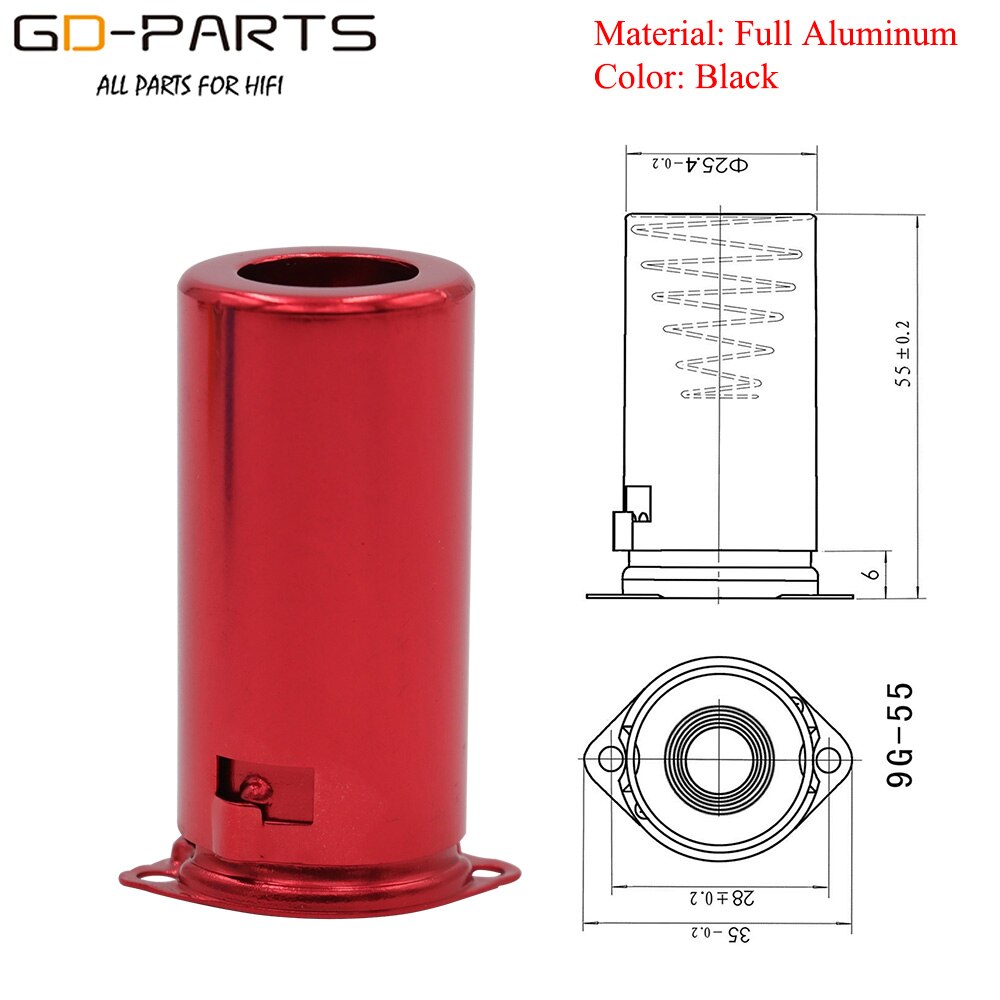 1 pc 55mm de alumínio tubo vácuo protetor protetor para 12ax7 ecc83 12au7 ecc82 12at7 5670 6dj8 6922 vintage amp diy: RED