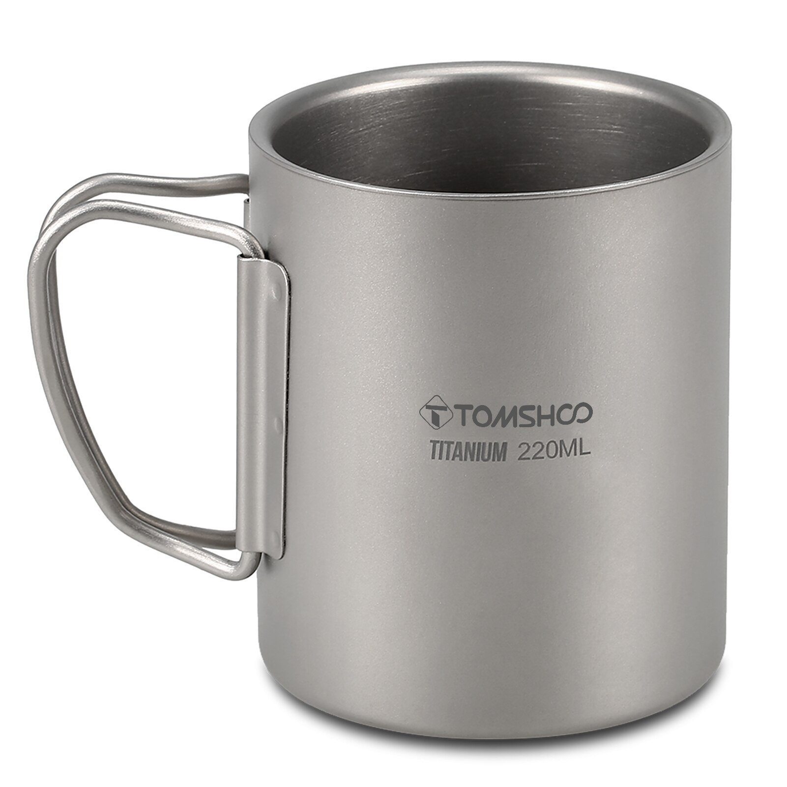 Tomshoo 220/350/450/600Ml Dubbele Muur Titanium Water Cup Koffie Thee Mok Voor Thuis Outdoor camping Wandelen Backpacken Picknick: With handles 220ML