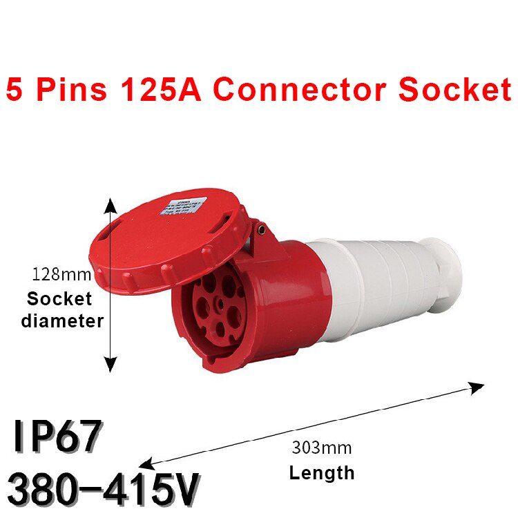 125A Industrial Plug SocketWaterproof Aviation Explosion-proof Connector Surface And Concealed 3 4 5 Core Pins IP67: 5 Pin 125A Connector