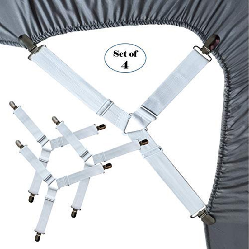 Drap de lit élastique avec pinces, 4 pièces/ensemble, attache de ceinture, Clips pour couverture de matelas, couvertures, support de couette, Textiles, Gadgets d&#39;organisation