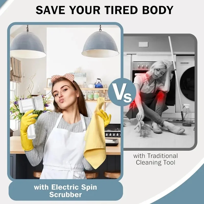 Elektrisk skrubbmaskin 5 utbytbara borsthuvuden elektrisk snurrskrubbare badrumsrengöringsborste elektrisk skrubbmaskin elektrisk borste hem