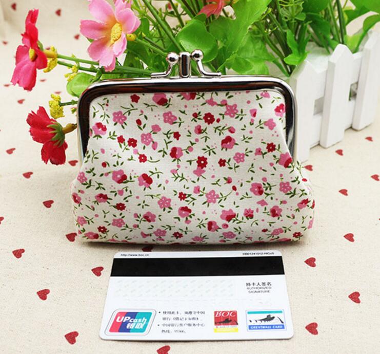 M007-cartera de lona con dibujos animados de doble rosa para mujer, monedero de tela corta Floral para mujer, monedero para chica, para estudiante,