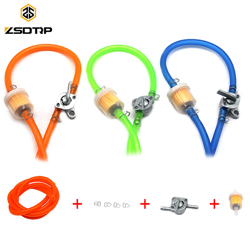 ZSDTRP-Válvulas de grifo de combustible de gasolina de 6mm, interruptor de encendido/apagado + Tubo de aceite + filtro de aceite, llave de purga en línea, Pit Dirt Quad Bike, motocicleta, ATV, Scooter