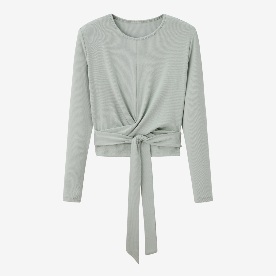AS 2025, sommerliche, gerippte, geschlossene Wickeltops + Aline-Kleid mit hohem Stretch-Matching-Sets