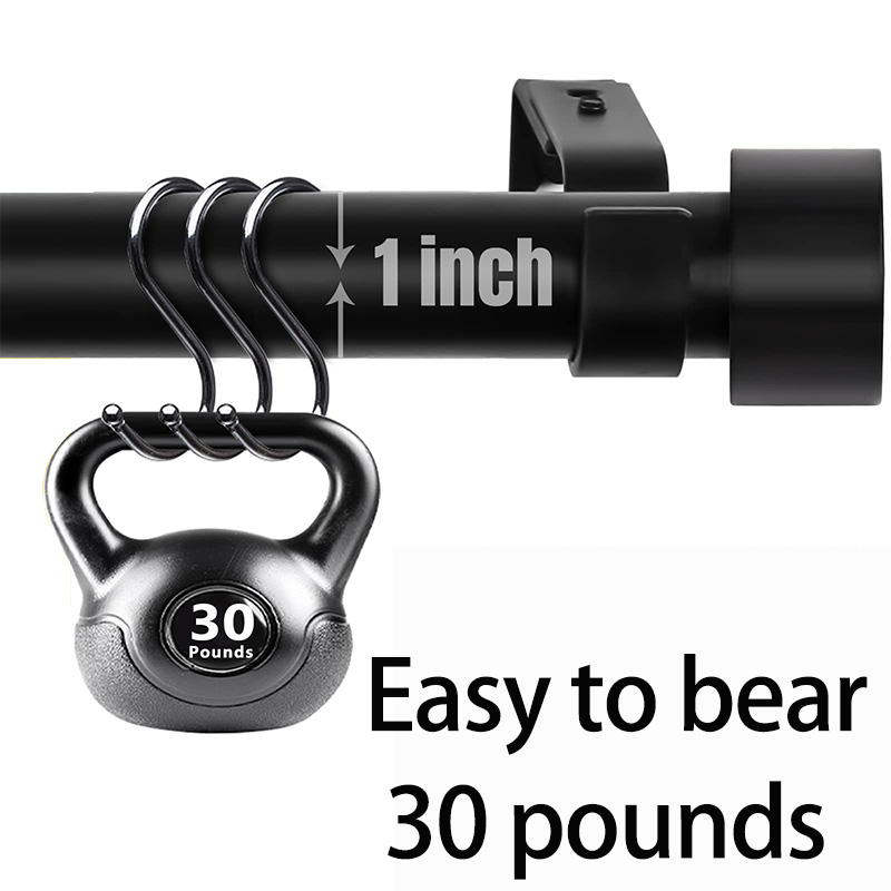 Extendable 32-120 INCH Heavy Duty Shower Curtain Rods for Windows Adjustable Black Metal Curtain Rod Set with Brackets