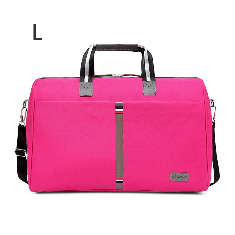 Bolso de hombro portátil plegable de ocio bolso de viaje impermeable para hombres y mujeres bolsa de viaje grande multifunción bolsa de fitness XA164ZC: Rose red L