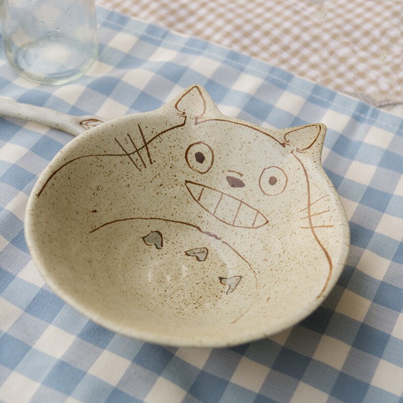 Chinchilla couverts bol à Dessert rond, cuisine créative dessin animé peint à la main vaisselle en céramique, assiettes à dîner cuillère plats carrés: single large bowl