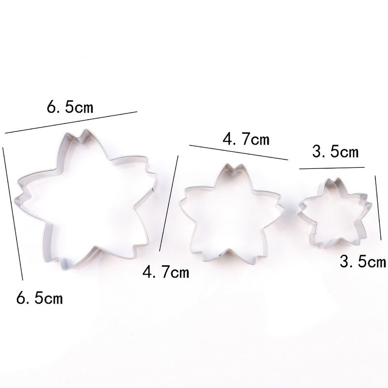 Set van 3 stuks mijiang roestvrijstalen oosterse kersensakura uitstekers, doe-het-zelf taartdecoratiegereedschappen, fondant koekjesvormpjes, mallen  a406