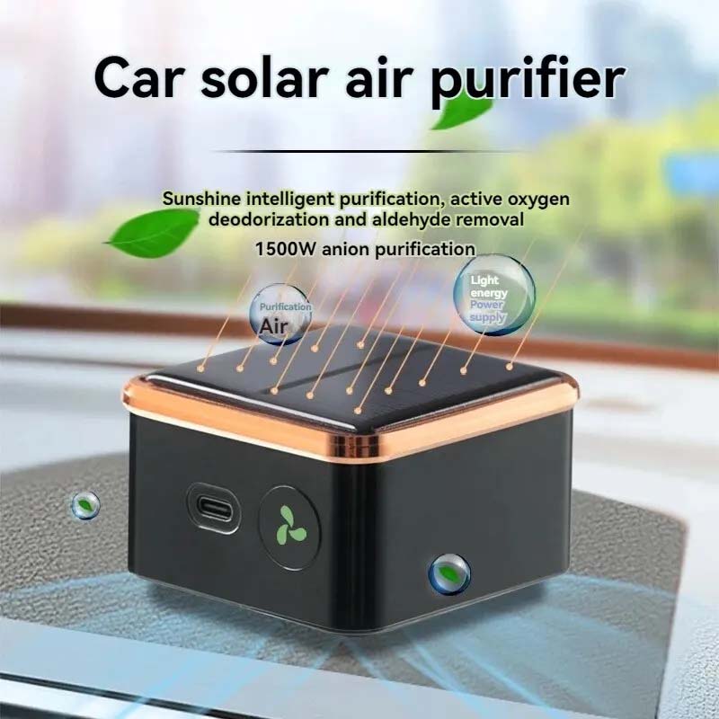 Solcelledrevet luftrenser bil auto negativ iongenerator usb fjerning røykstang deodorisering formaldehyd fjerning luftfrisker