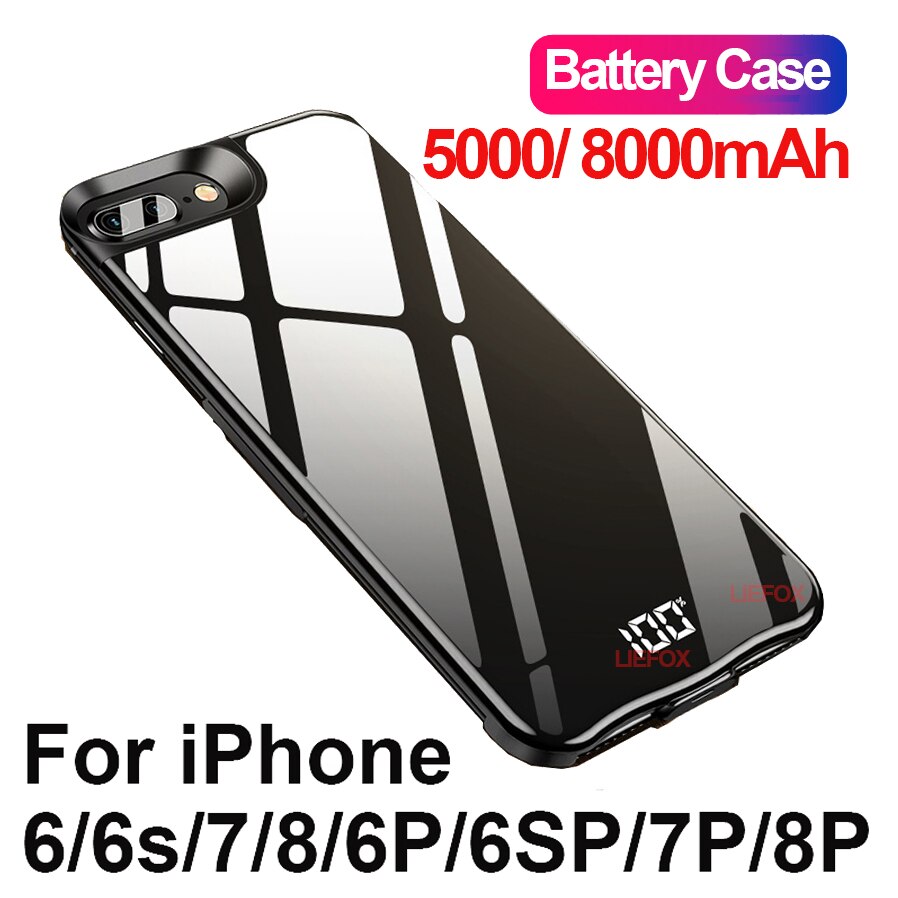 5000/8000 mah telefoonbatterijhoesje voor iphone 6 6s 7 8 draagbare externe batterijladerhoesjes voor iphone 6 6s 7 8 plus 7 plus 8 plus