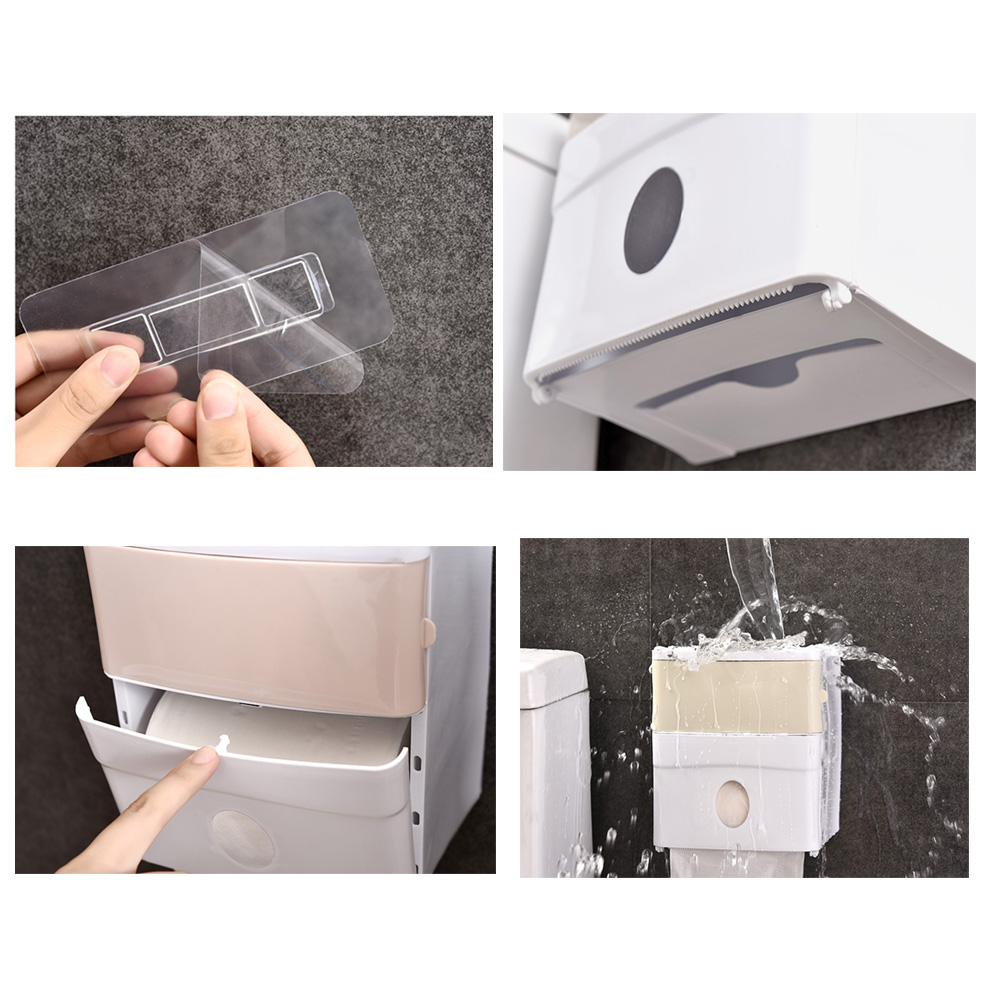 Tissue Container Bathroom Fresh Punch-Free Tissue Storage Box Simple Water-Resistant Toilet Paper Organizer