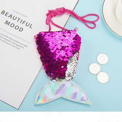 Porte-monnaie en forme de queue de sirène pour enfants, porte-monnaie souvenir, de mariage pour les invités, fournitures pour de fête de demoiselle d'honneur: Rose Red