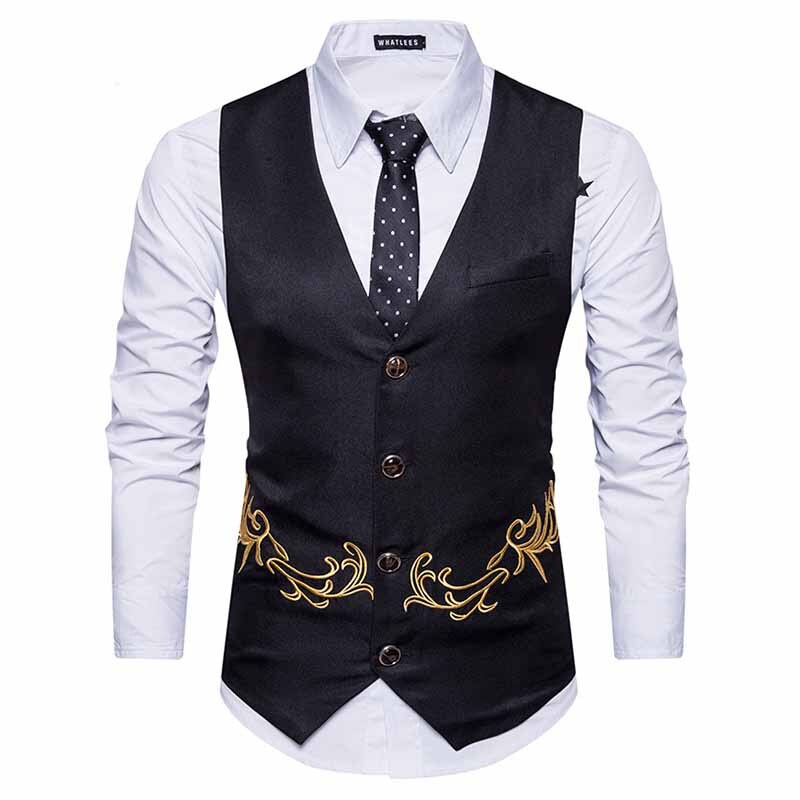 Heren formele tweed geruite double breasted vest retro slim fit colbert heren mouwloze zakelijke vesten geen overhemden: Zwart / Xxl