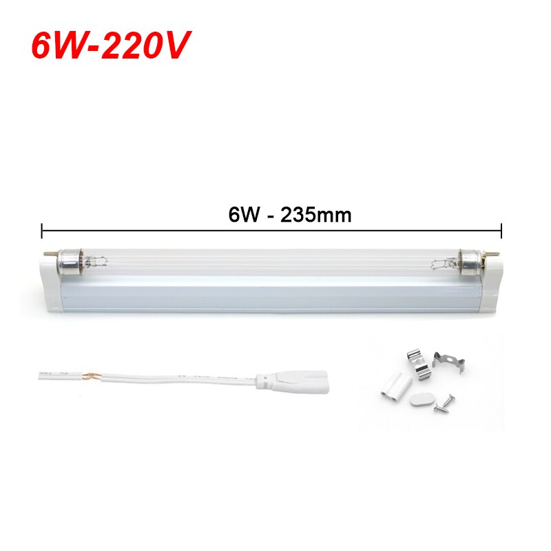 6W 8W Ultraviolet Quartz Lamp 220V T5 Tube UVC Lamp Germicidal Disinfection Sterilizer Ozone Kill Dust Mite Bactericidal Lamp: 6W No Plug