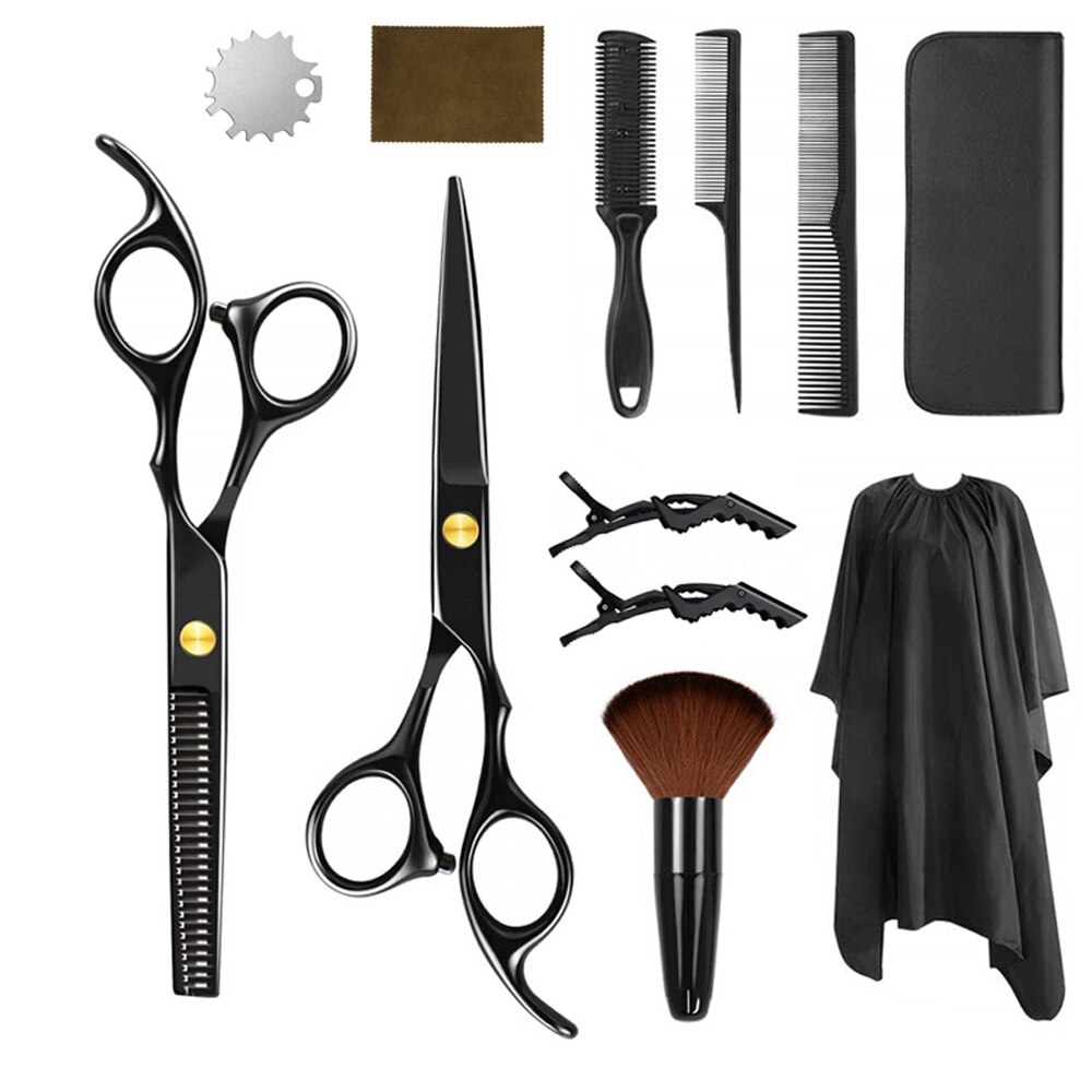 Professionele Kappers Hair Schaar Voor Kapper Snijden Dunner Barbershop Kapsel Schaar Kapper Benodigdheden Set Kit: 12PCS SET
