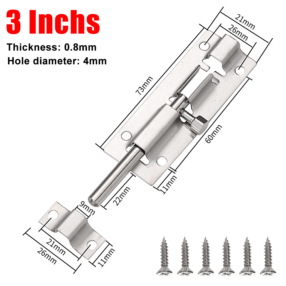 Roestvrij Stalen Deur Veiligheidsslot Gesp Raam Klink Zware Verdikte Schuifpoort Toren Bouten Klink Catch Home Hardware: 6.4 inch / Grijsachtig Bruin