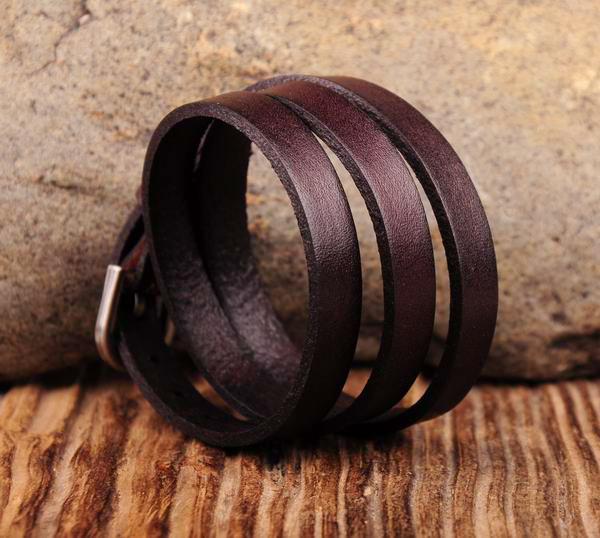 G422 Dark Brown Classic Vintage Multi Wrap Leather Bracelet Cuff Wristband: Default Title