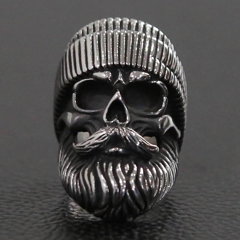 Punk Grote Baard Dragen Hoed Schedel Ring Mannen Jongens Roestvrij Staal Oude Man Skull Biker Ringen Cool Hip Hop Sieraden creativiteit