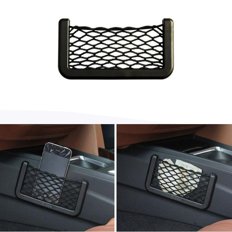 Rede lateral universal para guardar celulares, suporte para celulares organizador de bolsos autoadesivo acessórios para automóveis