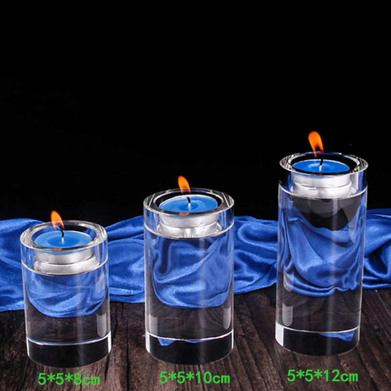 K9 luxury crystal candle holders candlelight dinner decorated glass candle holder Wedding candle stand cylinder candlestick: Medium 1 set