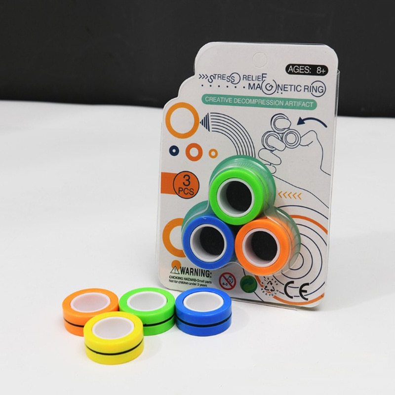 Stress Relief Magnetic Rings Fidget Toys For Anxiety Anti-Stress Roller Fingertip Toys Adult Children Finger Spinner Magic Rings