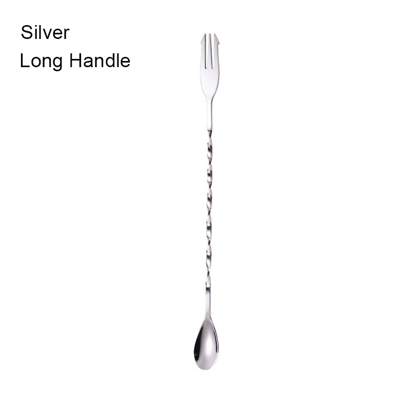 Newly Double-end Stainless Steel Mixer Bar Cocktail Short/Long Stirring Mixing Twist Spoon for Home Restaurant TE889: A