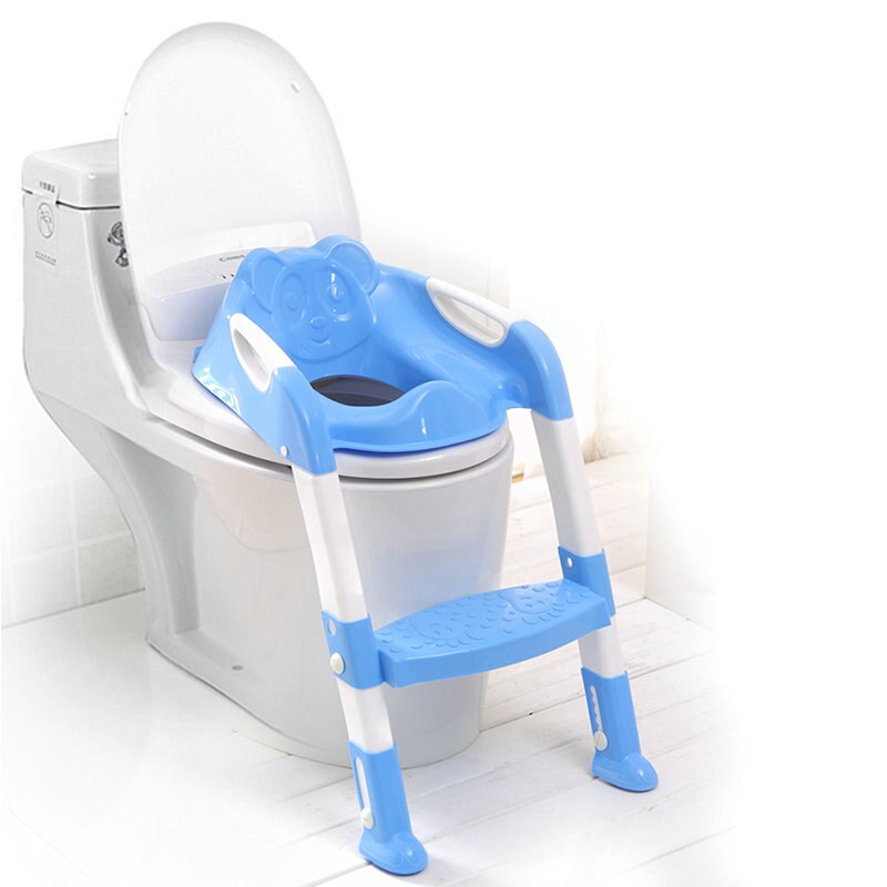 2 färger baby potträningssits #39 med justerbar stege spädbarn toalettsits toalettstol hopfällbar sits: Blå
