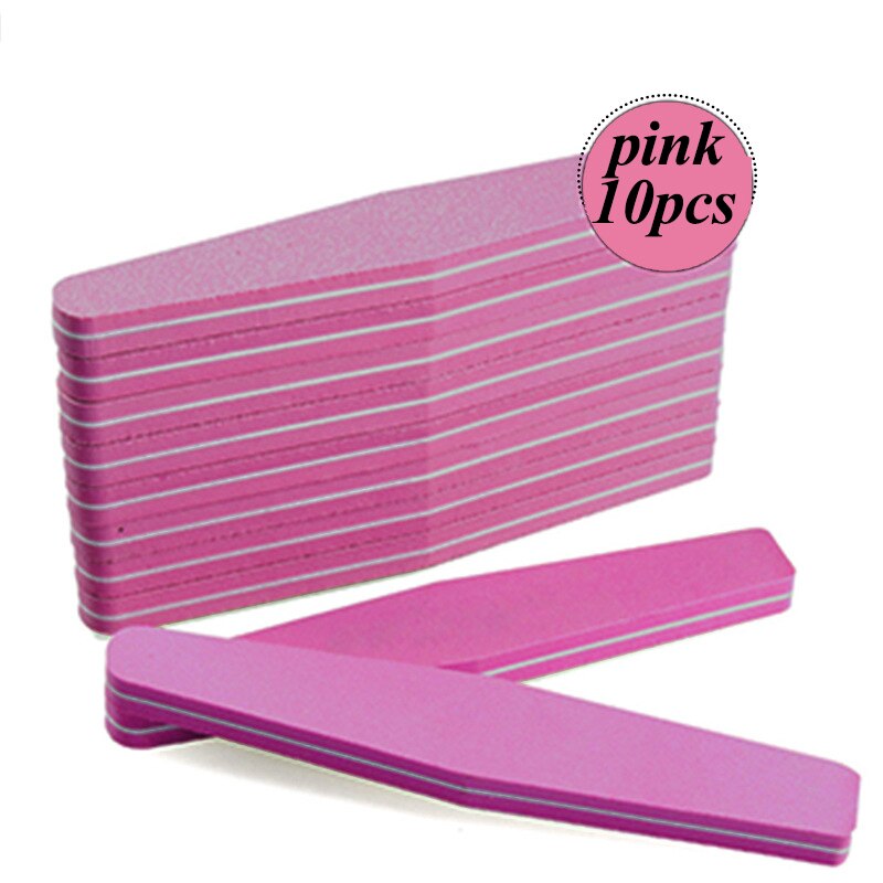 60 pcs Nail Files Nail Buffer Buffing 100/180 Nail Beauty Tools Diamond Spong Bloc Polissoir Ongles DIY Nail Tools: 10pcs-pink