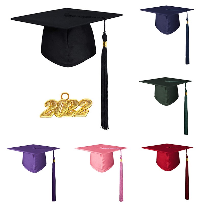 2022 Adult Bachelor Graduation Cap Unisex Decorative Polyester Adult Graduation Tassel Cap for Bachelor