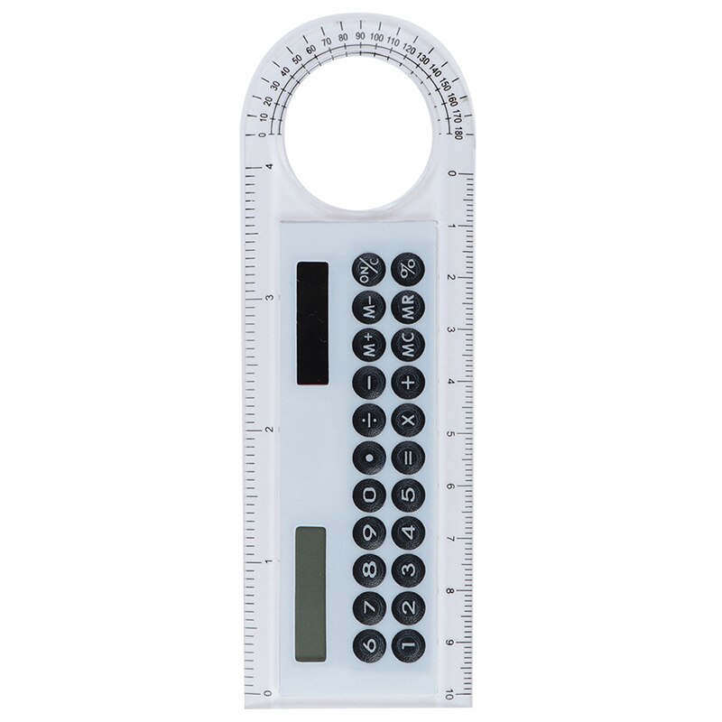 10cm Solar Mini Calculator Magnifier Multifunction Ruler School Office Supplies 1Pcs: white