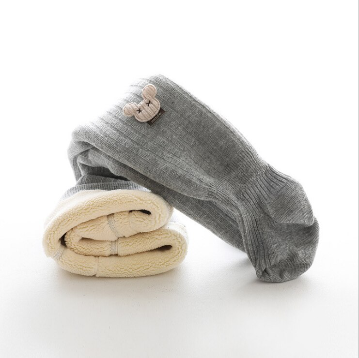 Winter Panty Voor Meisjes Gebreide Katoenen Geribbelde Baby Meisje Kousen Zachte Ademende Kinderen Panty Geschikt Voor 0-10Yrs: GRAY / M(2-4T)