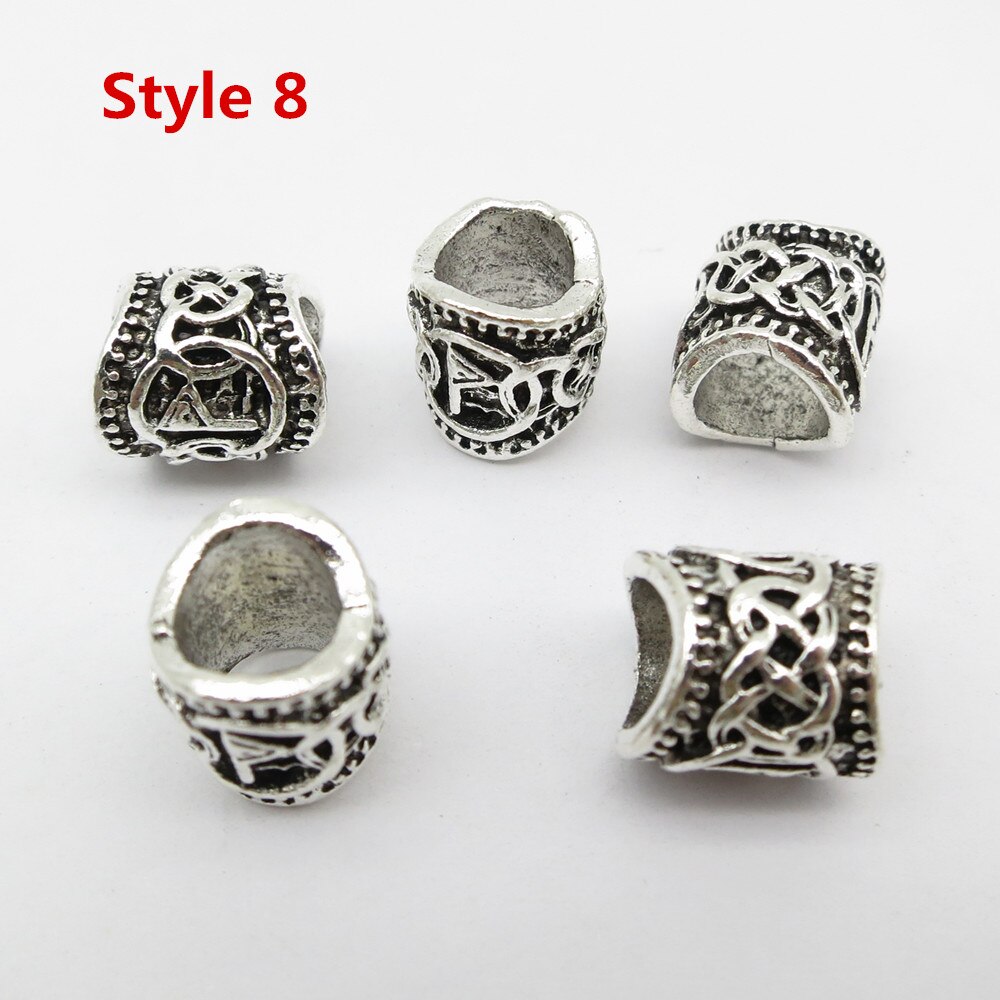 24Pcs/5Pcs Viking Rune Haar Vlecht Dread Dreadlock Baard Kralen Ringen Buizen Voor Mannen Vrouwen Haar Accessoires: 5pcs Style 8