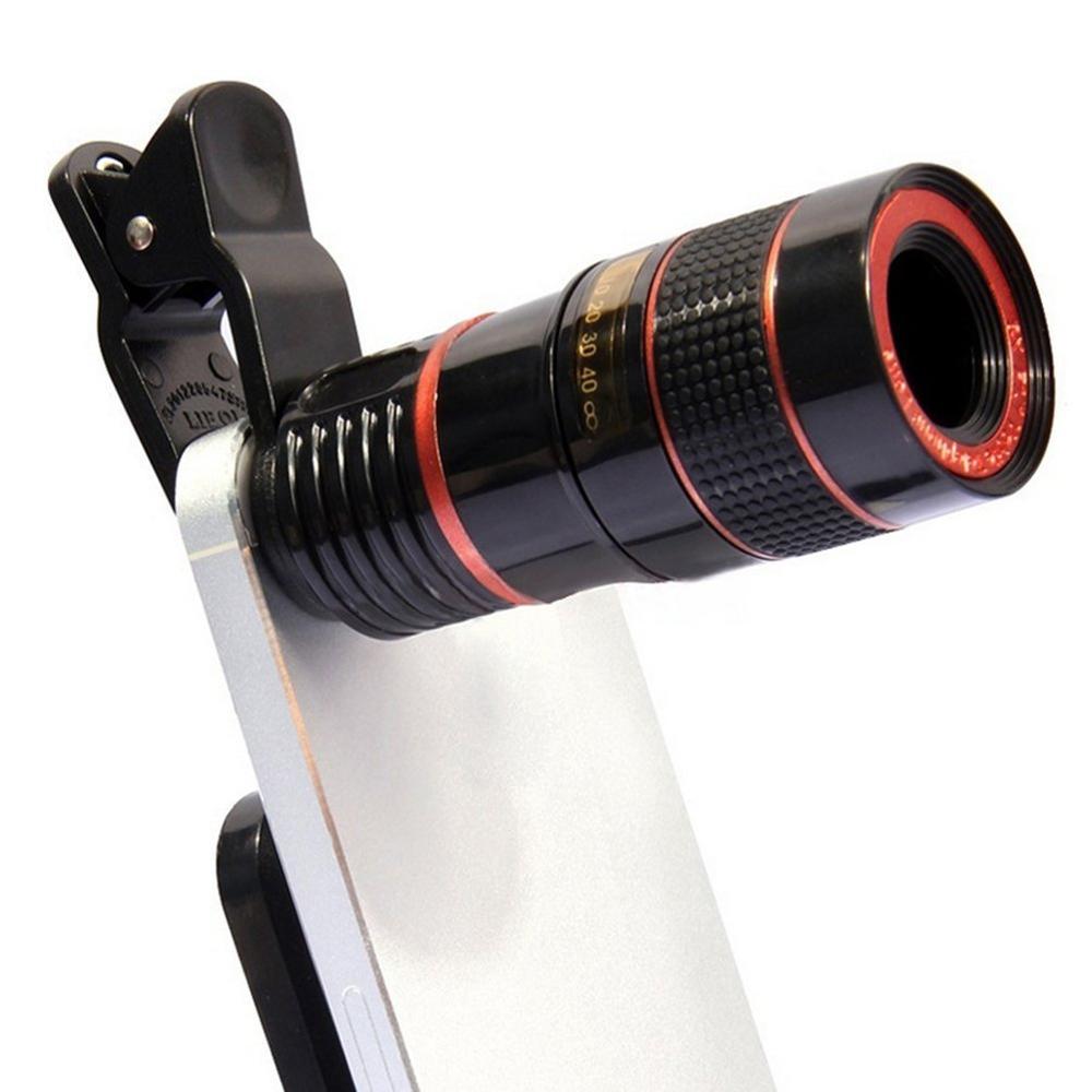 Tongdaytech-lente Universal de cámara telescópica para teléfono móvil, Zoom óptico 8X, portátil, con Clip para SmartPhone: 8X Black Lens
