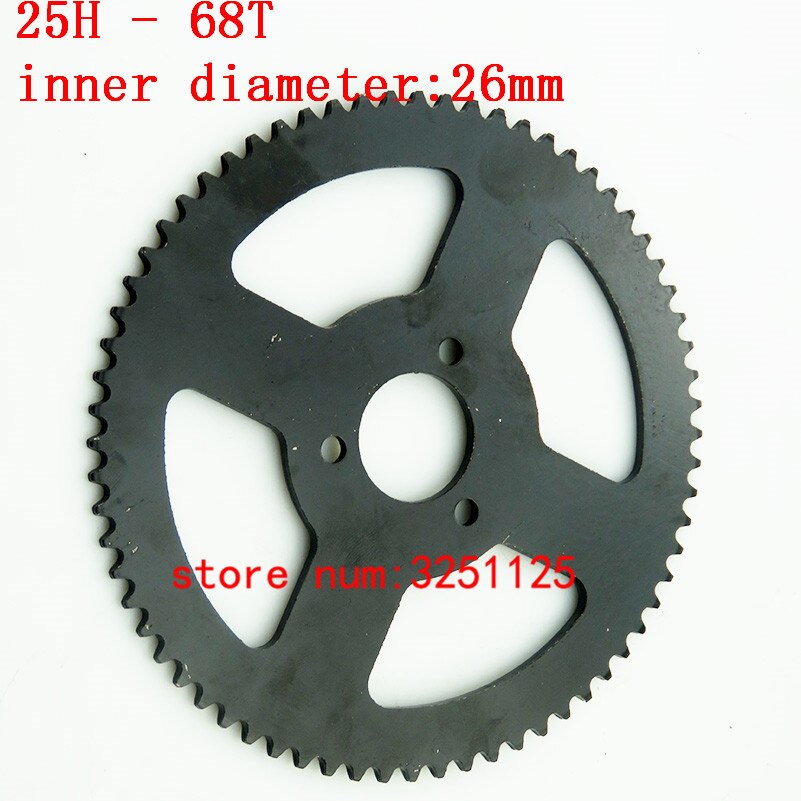 47cc 49cc atv quad mini skittlommesykler minimoto 25h 158l med 68t tann 26 mm bakhjul 7t tannhjul: 68t 26mm tannhjul
