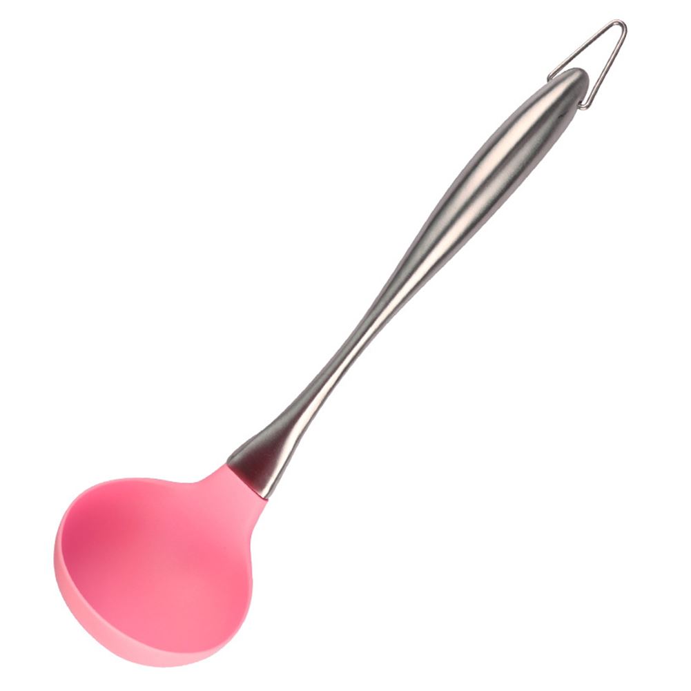 7 Stck Rosa Silikon Kochen Utensilien einstellen Edelstahl Griff Geschirr Geschirr Geschirr Wärme beständig Küche Werkzeuge: B